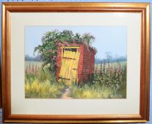 Kevin Curtis, "Privy", watercolour, signed and dated 98 lower right, 28 x 38cm