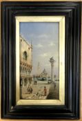 M.Gruber, Venetian scene, oil on panel, signed lower left, 13 x 26cm