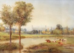 J Bridges, River landscape with distant view of Eton College, watercolour, signed and dated 1839