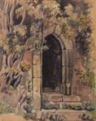 Edward Matthew Ward, RA, "Doorway at Raglan Castle", watercolour, initialled and dated 1834 under