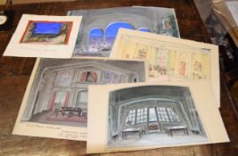Folder of five theatrical watercolours