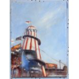 Luke Morgan, "Helter Skelter Norfolk", oil on canvas, signed and dated 07 verso, 36 x 26cm