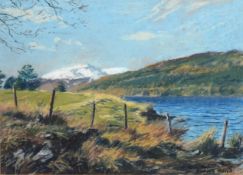 Richard Alred, "October sunlight at Foss, Loch Tummel", pastel, signed lower right, 28 x 38cm