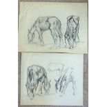 English School (20th century), Horse studies, two charcoal drawings, 34 x 40cm and 35 x 48cm, both