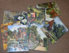 Diana M Perowne, Landscapes etc, group of 24 oils on board, some signed, each approx 35 x 45cm,