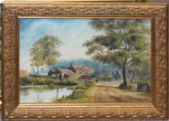 Charles Frederick Rump, Norfolk landscapes, pair of oils on board, one signed, 23 x 33cm (2)