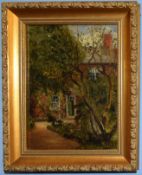 Attributed to Thomas Churchyard, Back of the artist's house, oil on board, 16 x 12cm