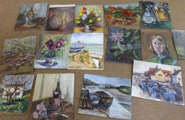Diana M Perowne, Still Life studies etc, group of 15 oils on board, some signed, each approx 50