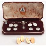 Mixed Lot: pair of 12ct back and front cufflinks, together with a part cased set of dress studs,