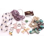 Mixed Lot: "Stratton" riding crop brooch, necklaces, brooches etc