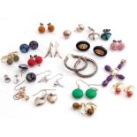 Mixed Lot: four pairs of 925 stamped earrings, cross pendant, other earrings etc