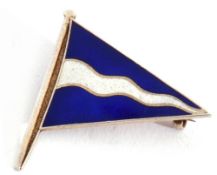 Vintage silver and enamel Burgee flag badge "Norfolk Broads", blue and white enamels, Birmingham