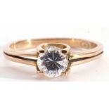 9Kt stamped cubic zirconia single stone ring, size O