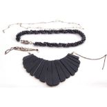 Mixed Lot: crystal bead necklace, two multi-faceted jed bead choker and black plastic necklace (3)