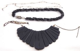 Mixed Lot: crystal bead necklace, two multi-faceted jed bead choker and black plastic necklace (3)