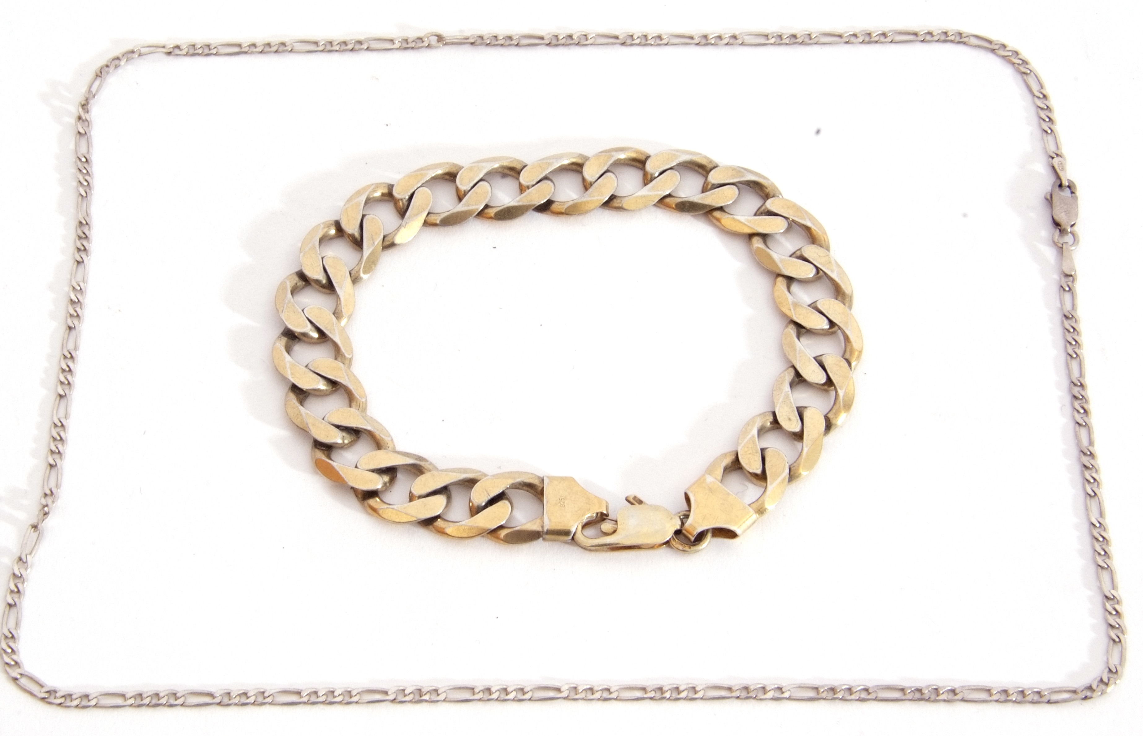 Mixed Lot: heavy gilt large link flattened curve bracelet, stamped 925, together with a 925 - Image 2 of 2
