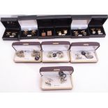 Mixed Lot: ten cased gent"s cuff links, two Masonic examples, sandstone, mother of pearl etc