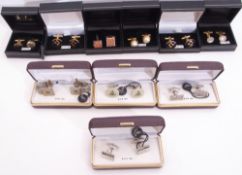 Mixed Lot: ten cased gent"s cuff links, two Masonic examples, sandstone, mother of pearl etc