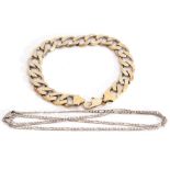 Mixed Lot: heavy gilt large link flattened curve bracelet, stamped 925, together with a 925