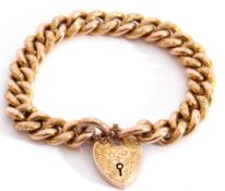 Victorian 9ct gold fancy curb link bracelet, the bracelet joined with plain polished and part chased