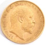 Edward VII sovereign, dated 1905