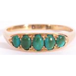 Antique five stone turquoise set ring featuring five small oval graduated turquoise set in 18ct