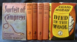 NGAIO MARSH: 6 titles: SURFEIT OF LAMPREYS, London, Collins for The Crime Club, 1943, 3rd