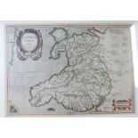 HUMPHREY LLWYD: CAMBRIAE TYPUS, engraved hand coloured map circa 1633, approx 345 x 495mm, appears