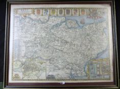 JOHN SPEED: KENT..., engraved hand coloured map circa 1627, approx 375 x 500mm, framed and glazed