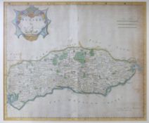 ROBERT MORDEN: 2 engraved hand coloured maps comprising HUNTINGTONSHIRE, [1695], approx 360 x 420mm,