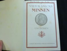 VIKTOR BALCK: MINNEN, Stockholm, Albert Bonniers, 1929, 1st edition, 2 vols in one, crushed green