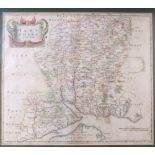 ROBERT MORDEN: HAMPSHIRE, engraved hand coloured map [1695], approx 360 x 420mm, framed and glazed