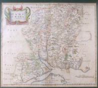 ROBERT MORDEN: HAMPSHIRE, engraved hand coloured map [1695], approx 360 x 420mm, framed and glazed