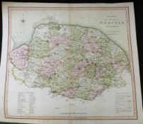 CHARLES SMITH: A NEW MAP OF THE COUNTY OF NORFOLK DIVIDED INTO HUNDREDS, engraved hand coloured map,