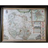 JOHN SPEED: HEREFORDSHIRE..., engraved hand coloured map [1611], approx 375 x 505mm, double glazed +