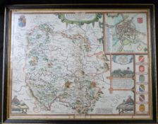 JOHN SPEED: HEREFORDSHIRE..., engraved hand coloured map [1611], approx 375 x 505mm, double glazed +