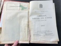 KELLY~S DIRECTORY OF CAMBRIDGESHIRE, NORFOLK AND SUFFOLK 1912, with maps, some water staining at