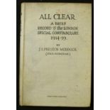 JOYCE EMERSON PRESTON MUDDOCK (DICK DONOVAN): "ALL CLEAR", A BRIEF RECORD OF THE WORK OF THE