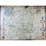 JOHN SPEED: HANTSHIRE DESCRIBED AND DEVIDED, engraved hand coloured map circa 1676, various