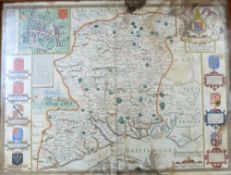JOHN SPEED: HANTSHIRE DESCRIBED AND DEVIDED, engraved hand coloured map circa 1676, various