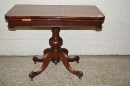 19TH CENTURY FOLD TOP MAHOGANY CARD TABLE, WIDTH APPROX 91CM