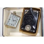 SMALL BOX CONTAINING SMITHS CLOCK AND SMALL LAMP