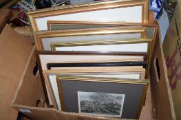 BOX CONTAINING FRAMED PRINTS