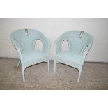 PAIR OF PAINTED VINTAGE CANE CHAIRS, WIDTH APPROX 60CM MAX