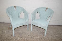 PAIR OF PAINTED VINTAGE CANE CHAIRS, WIDTH APPROX 60CM MAX