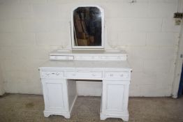LARGE PAINTED WOOD MIRROR BACKED DRESSING TABLE, APPROX 122CM