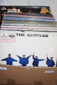 BOX OF LPS, MAINLY POP MUSIC INCLUDING THE BEATLES, THE DOORS, ROD STEWART ETC