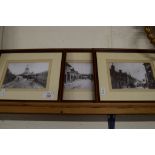 SET OF THREE WOODEN FRAMED OLD PHOTOGRAPHS OF THE BELL CORNER SAXMUNDHAM AND OTHERS