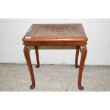 SMALL CANE SEATED STOOL WITH PAD FEET, APPROX 48 X 38CM