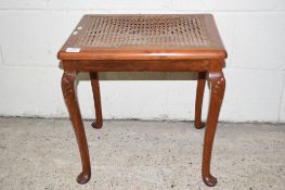 SMALL CANE SEATED STOOL WITH PAD FEET, APPROX 48 X 38CM